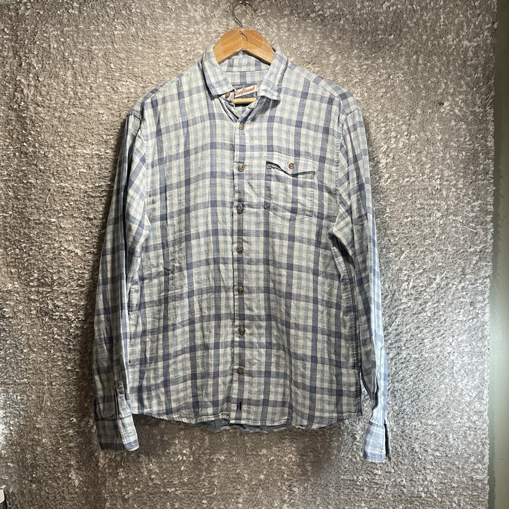 Johnnie-O Mens Shirt Blue M Surflannel Long Sleeve Button Front‎ Western Coastal